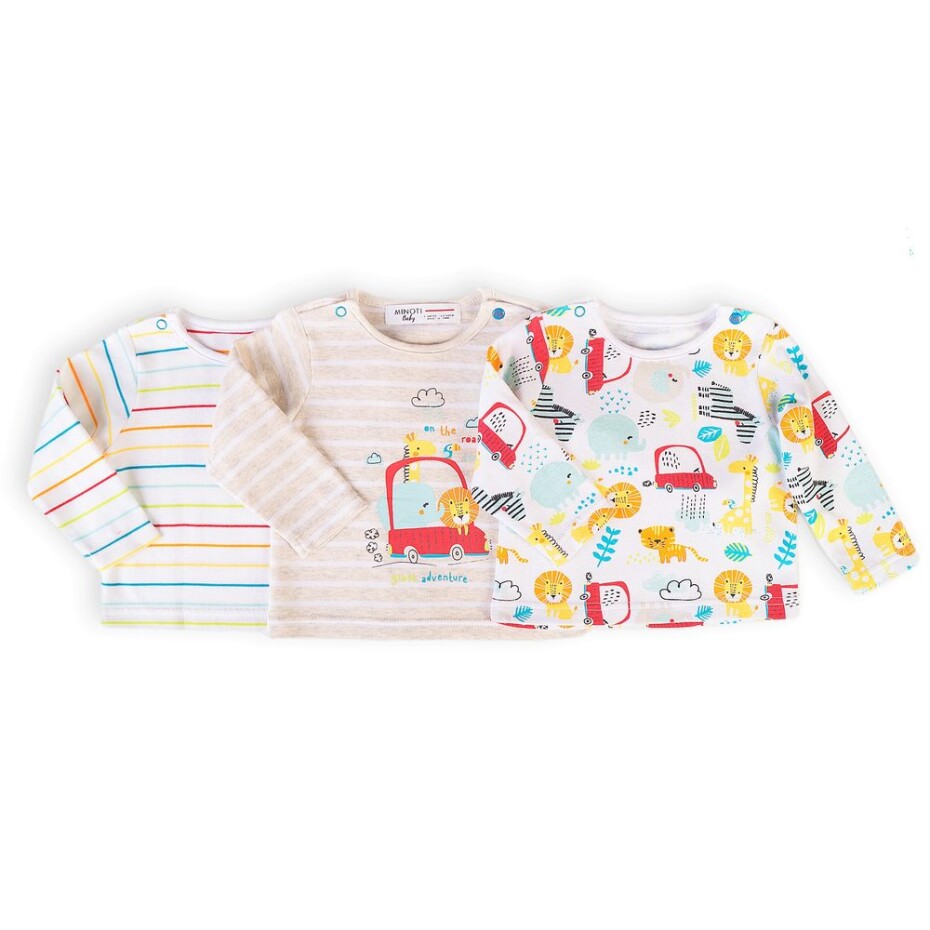 Tričko kojenecké s dlouhým rukávem 3pack, Minoti, Car 8, bílá - 50 | NB - main (0)