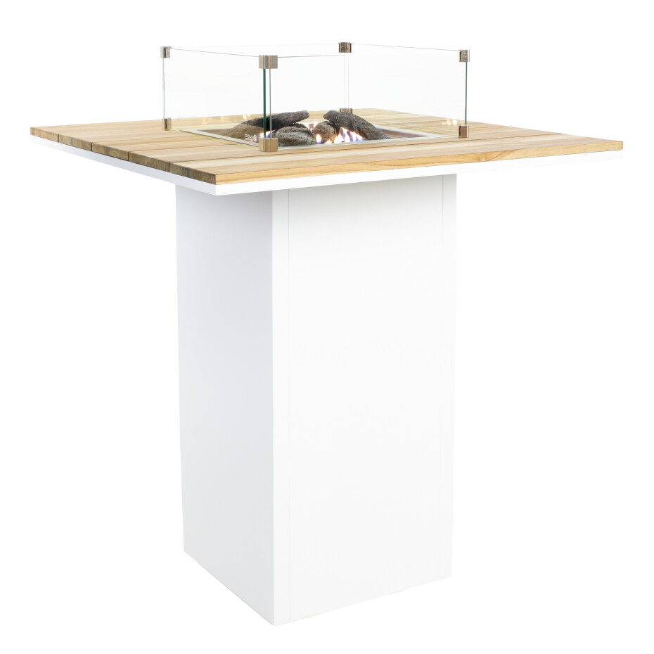 Krbový plynový stůl Cosiloft barový stůl bílý rám / deska teak COSI - main (0)