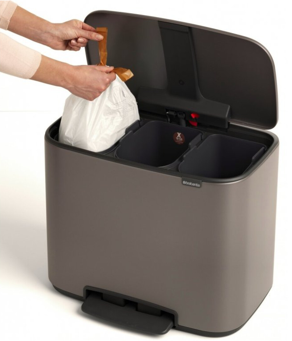 Pedálový odpadkový koš BO 3 x 11 l, platinová, Brabantia - main (3)