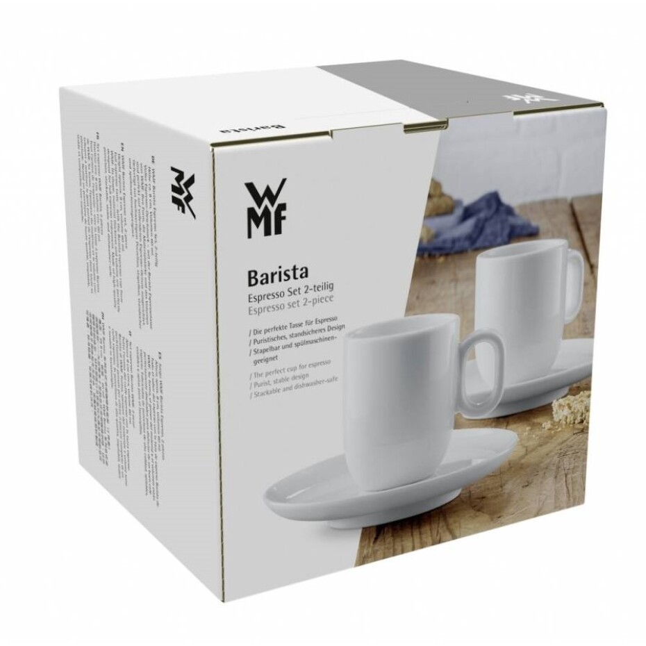 Šálek na espresso BARISTA, sada 2 ks, s podšálky, bílá, WMF - main (7)