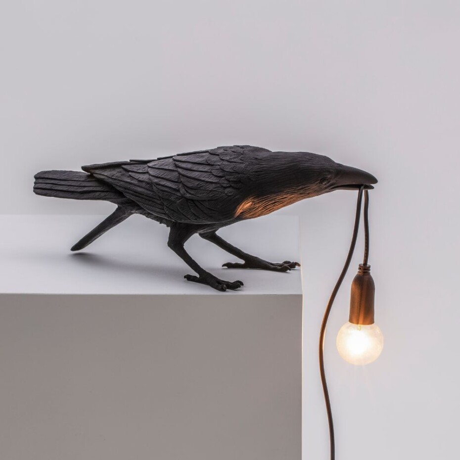 Stolní lampa BIRD PLAYING 33 cm, černá, Seletti - main (3)