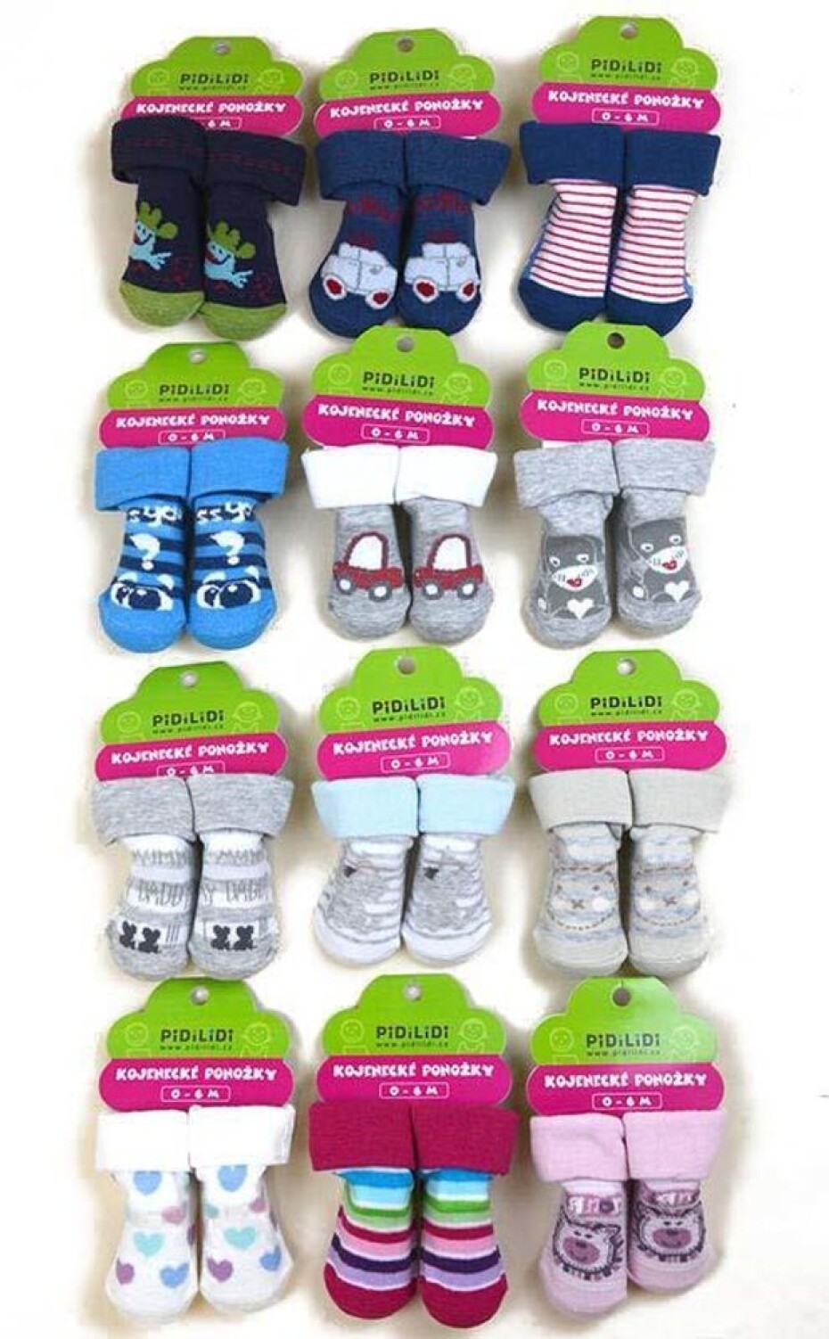 ponožky kojenecké na kartě (0 až 6m), Pidilidi, PD113, mix - 0-6m | 0-6m - main (0)