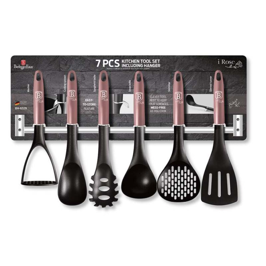 BERLINGERHAUS Kuchyňské náčiní s nástěnným držákem 7 ks I-Rose Edition BH-6329 - main (3)