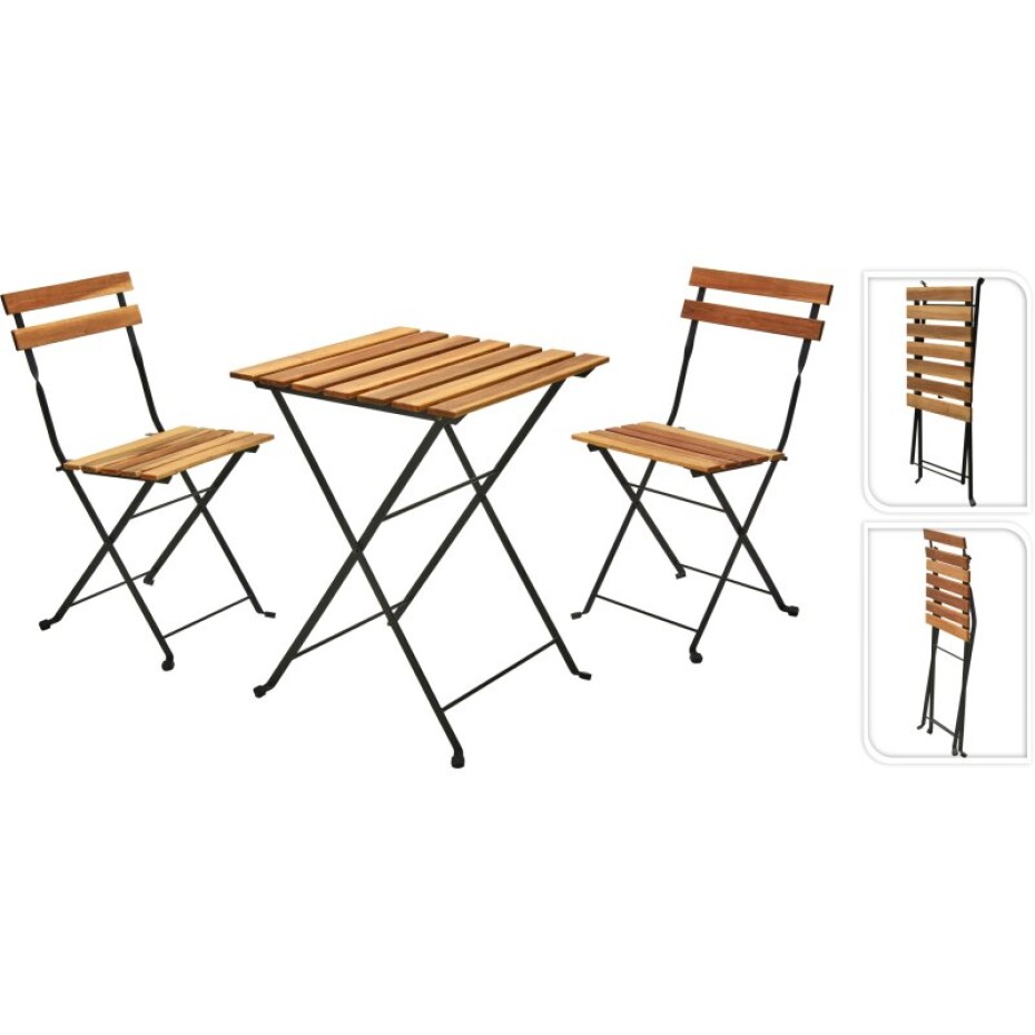 PROGARDEN Sada dřevěného skládacího zahradního nábytku 3 ks BISTRO KO-VN3000100 - main (0)