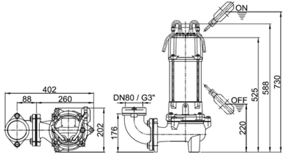 Kalové čerpadlo HCP BF‐32AUNF 400V s plovákem - main (2)
