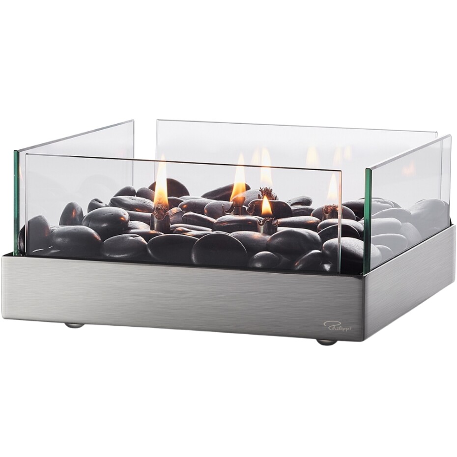 Olejová lampa FIREPLACE 23 cm, stolní, stříbrná, Philippi - main (0)