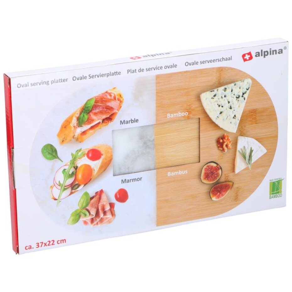 ALPINA-NK Prkénko servírovací oválné BAMBUS / MRAMOR 37x22cm ED-247178 - main (1)