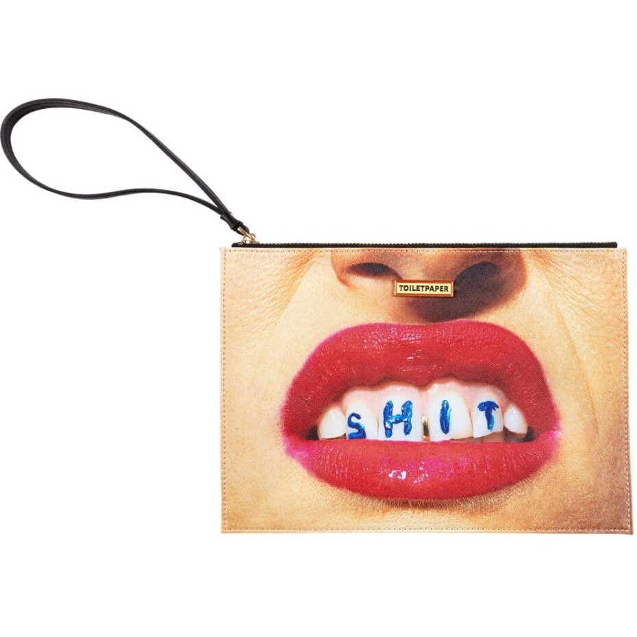 Taštička TOILETPAPER SHIT 28 x 20 cm, s poutkem, oranžová, Seletti - main (2)