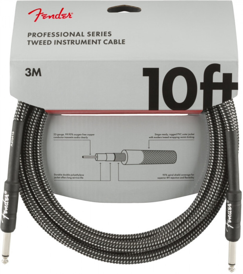 Fender Professional Series 10 Instrument Cable Gray Tweed - main (0)