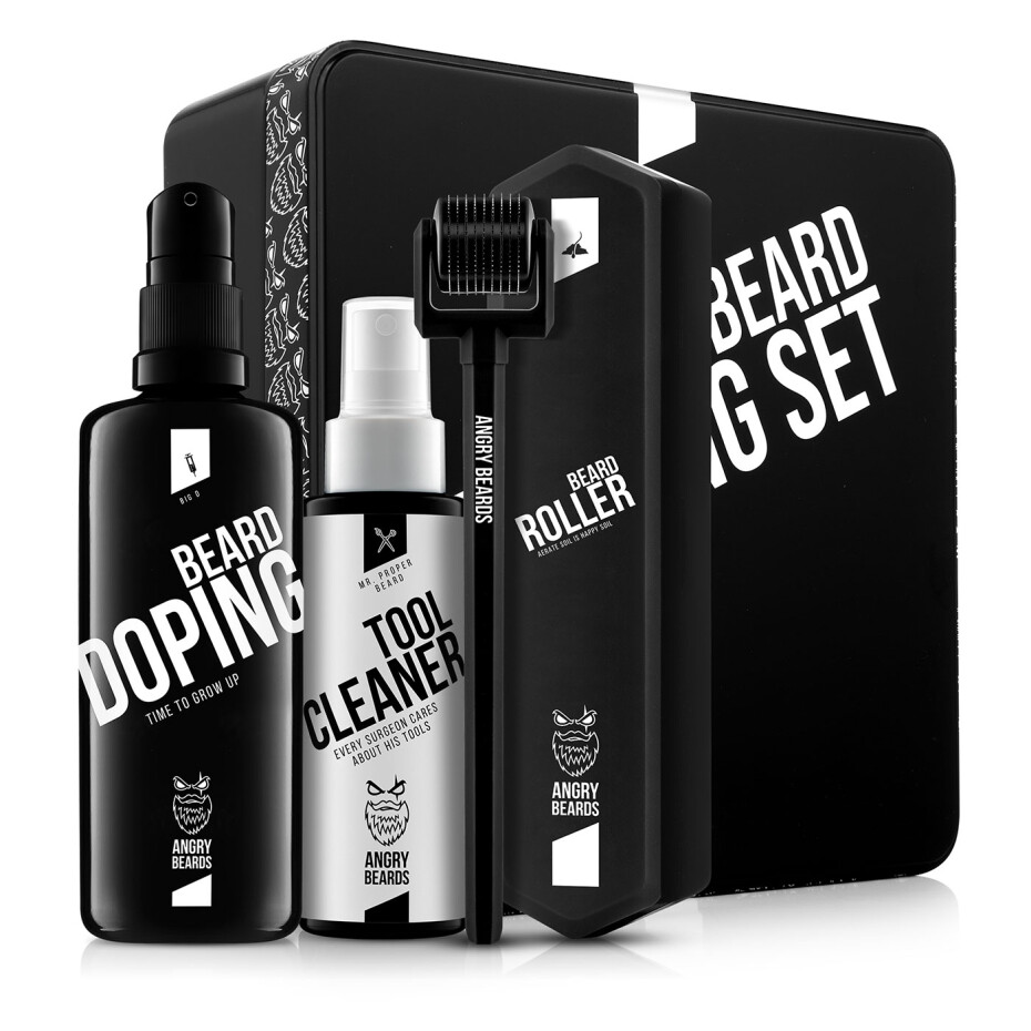 Angry Beards Sada na podporu růstu vousů – Roller & Doping - main (0)