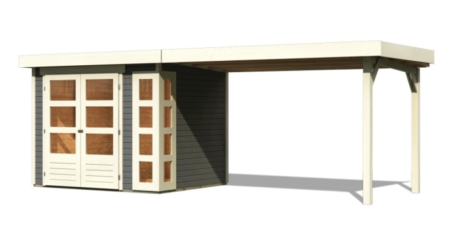 Dřevěný domek KARIBU KERKO 3 + přístavek 280 cm (82937) šedý LG2959 - main (0)