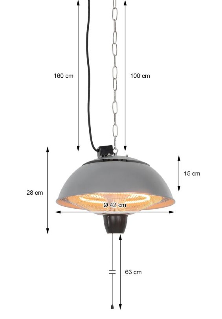 PROGARDEN Ohřevná topná lampa na zavěšení infrazářič 1500W KO-EL4000030 - main (4)
