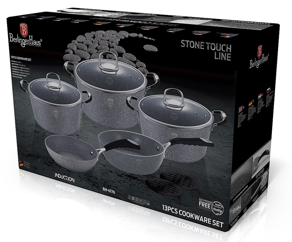 BERLINGERHAUS Sada nádobí s mramorovým povrchem 13 ks Gray Stone Touch Line BH-6176 - main (12)