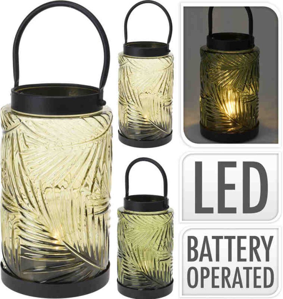 PROGARDEN Lucerna stojící s LED žárovkou skleněná 26 cm žlutá KO-HZ1952280zlut - main (0)