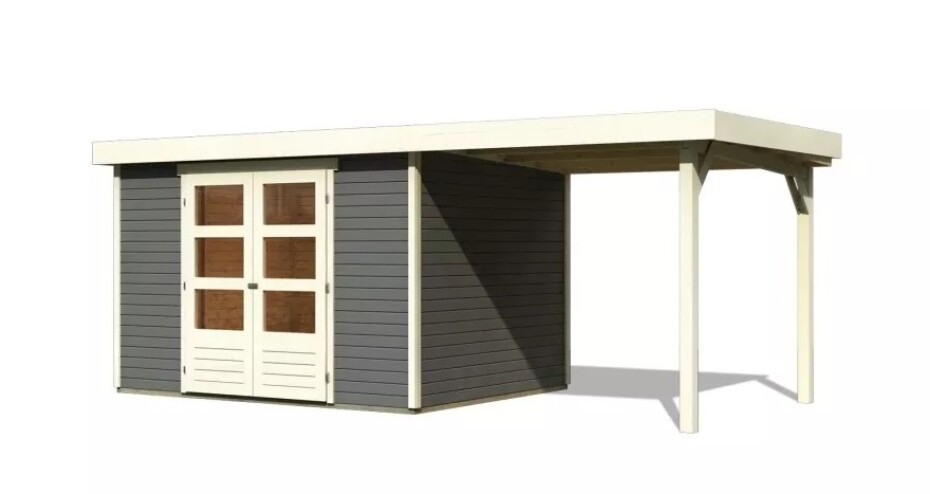 Dřevěný domek KARIBU ASKOLA 5 + přístavek 240 cm (9154) šedý LG3195 - main (0)