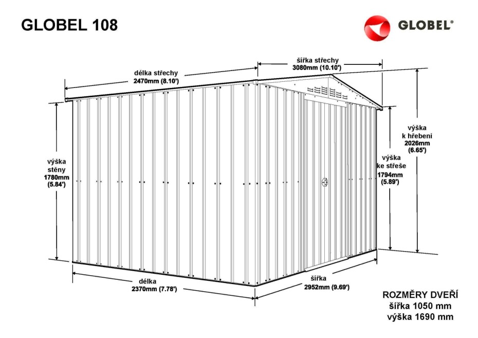 Domek GLOBEL 108 ANTRACIT se střešním oknem LG2070 - main (2)