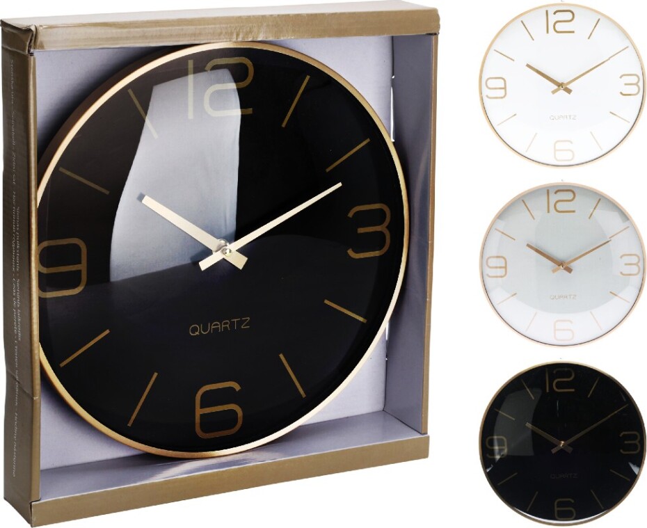 SEGNALE Nástěnné hodiny se zlatými číslicemi 30 cm šedá KO-837362070seda - main (0)