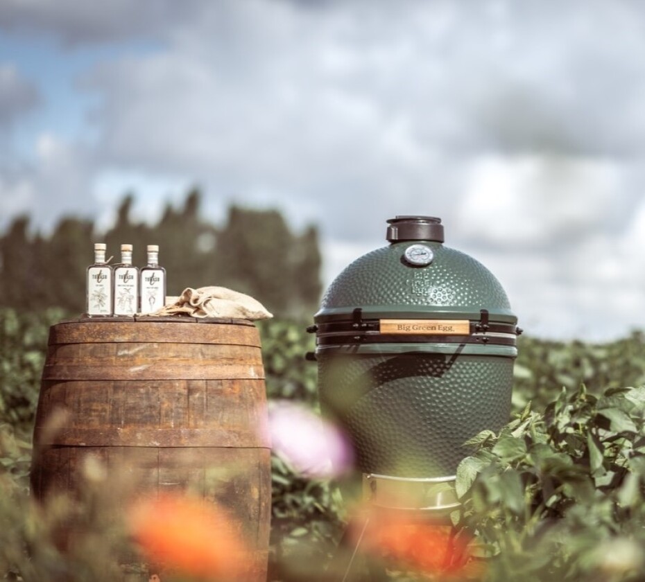 Gril na dřevěné uhlí L 46 cm,  + pojízdný stůl + ConvEGGtor + pohrabáč, zelená, Big Green Egg - main (6)