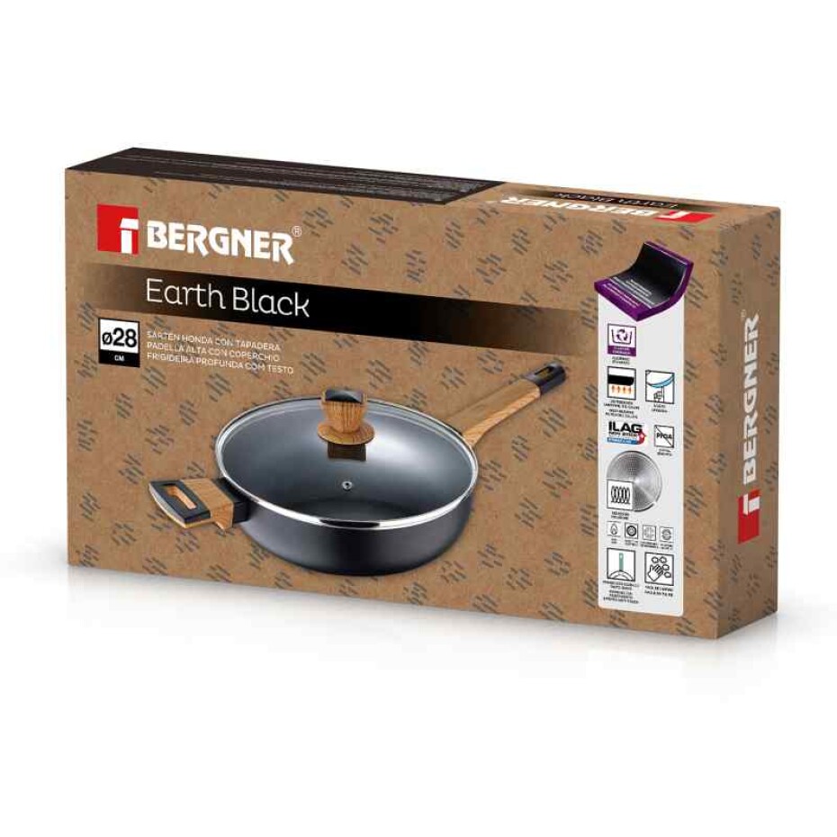 BERGNER Pánev hluboká s nepřilnavým povrchem a poklicí 28 cm Earth Black BG-34628-BK - main (1)