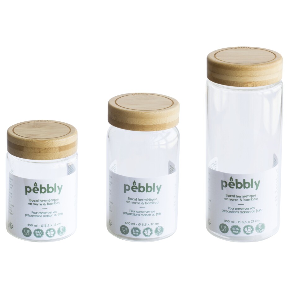 Dóza na potraviny PKV-028 850 ml, sklo / bambus, Pebbly - main (4)