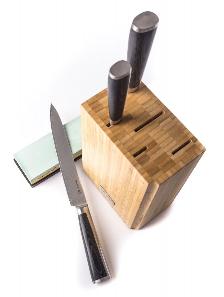 G21 Sada nožů G21 Damascus Premium v bambusovém bloku, Box, 3 ks + brusný kámen G21-6002298 - main (1)