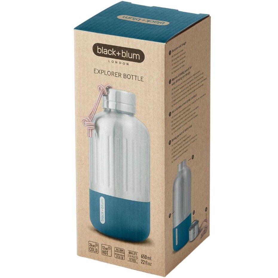 Láhev na vodu EXPLORER 650 ml, mořská, nerezová ocel, Black+Blum - main (11)