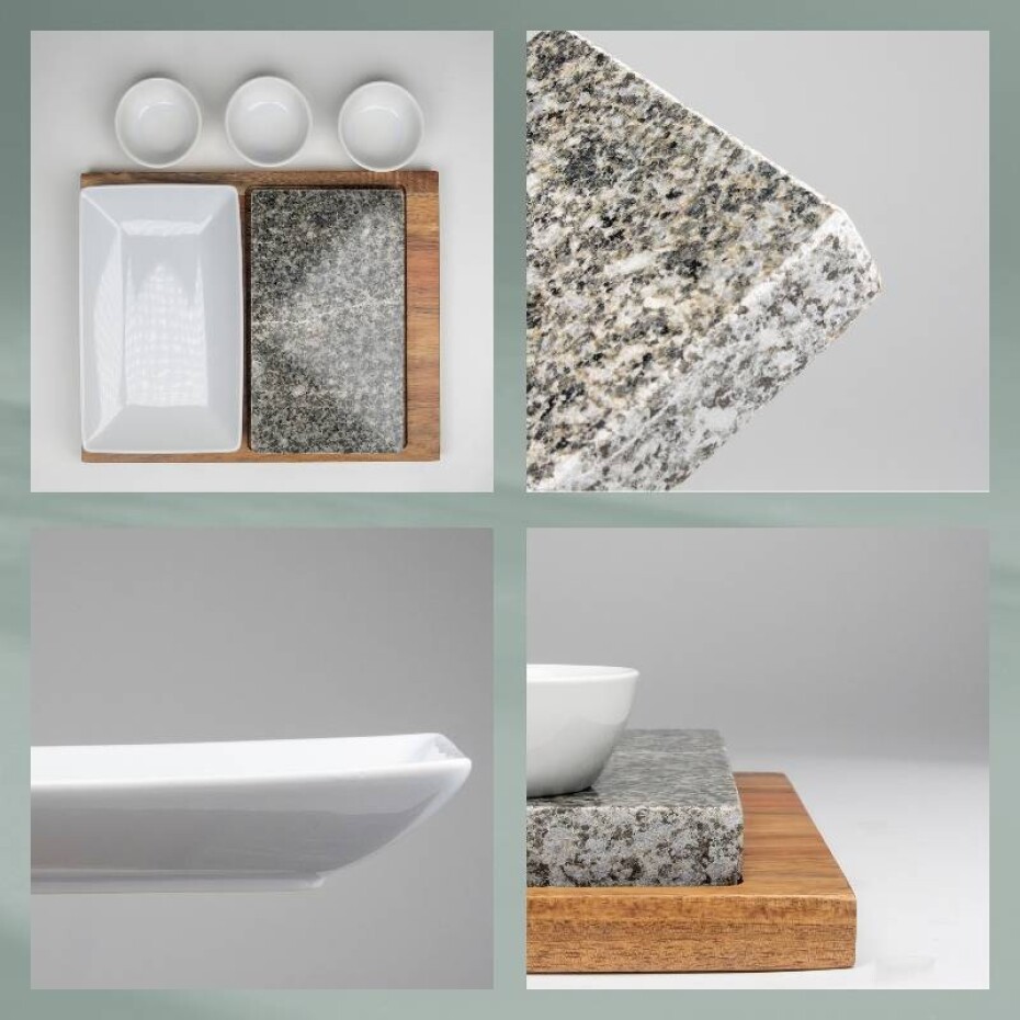 KELA Servírovací misky žhavý kámen XL Country akátové dřevo tmavě šedá 29,0x23,0x4,5cm KL-16629 - main (5)
