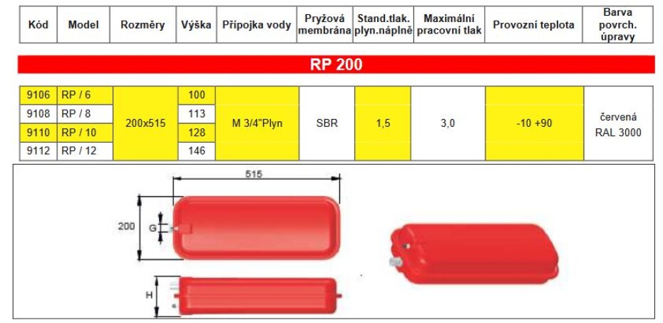 Expanzomat plochý obdélníkový CIMM RP 200 10l 3bar - main (1)