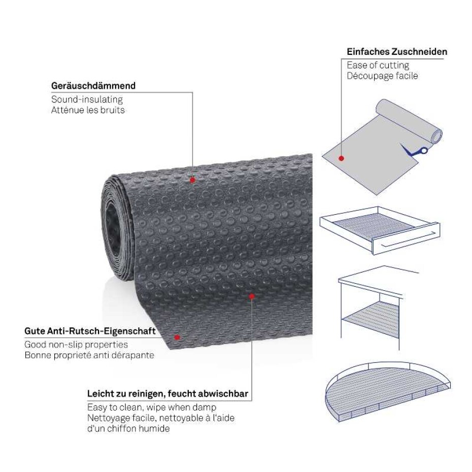 KELA Podložka do zásuvky Soletta plast tmavě šedá 150,0x50,0cm KL-11388 - main (3)