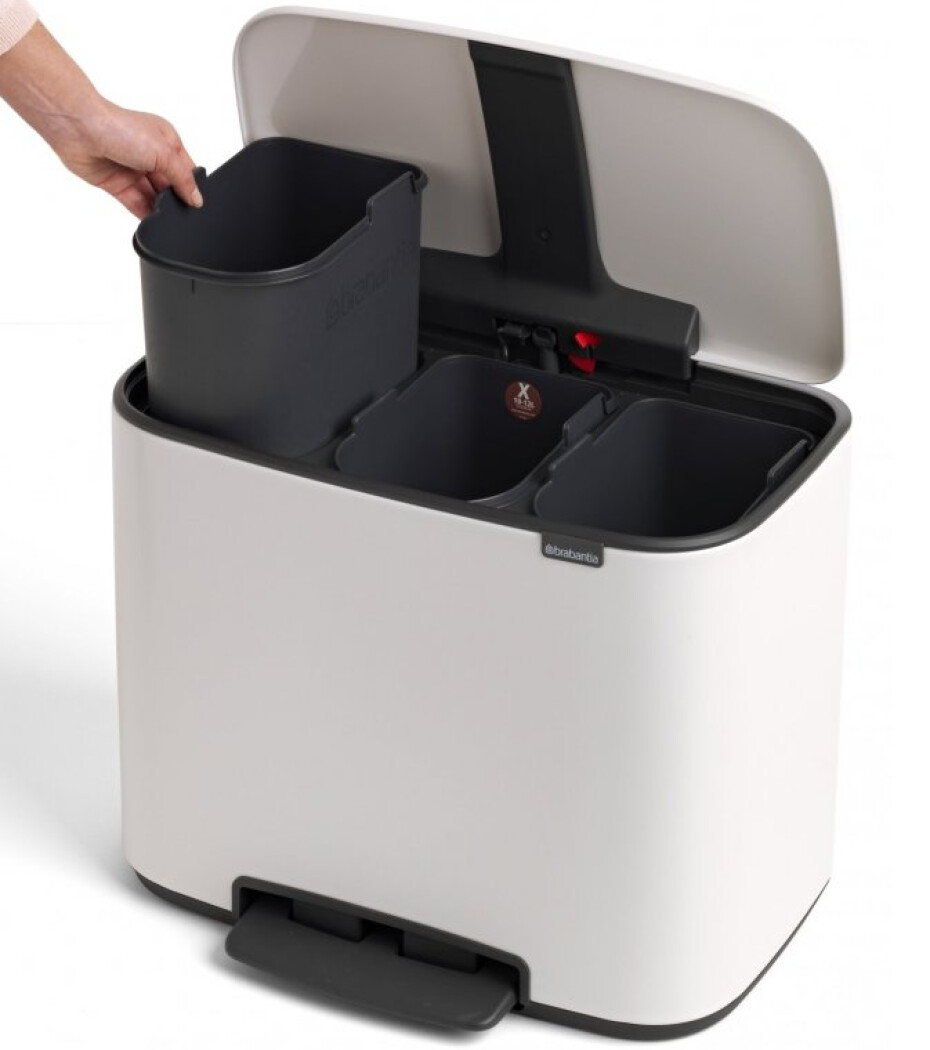 Pedálový odpadkový koš BO 3 x 11 l, bílá, Brabantia - main (2)