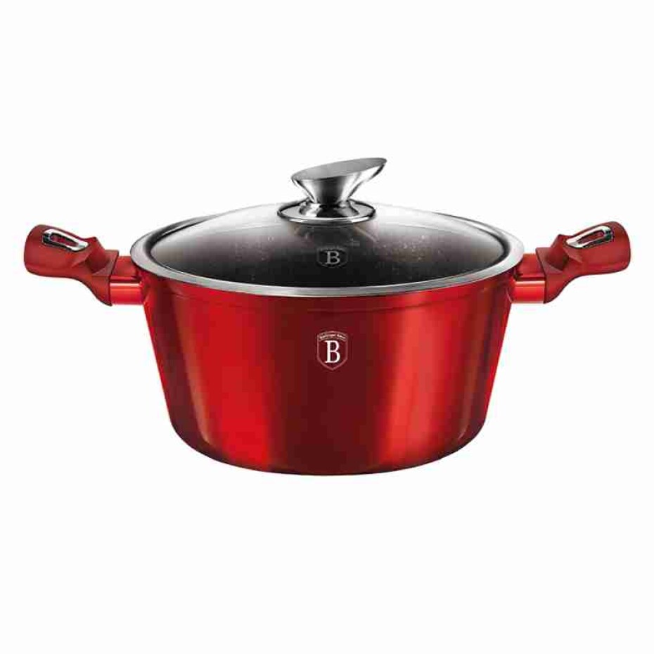 BERLINGERHAUS Kastrol s mramorovým povrchem a poklicí 30 cm Burgundy Metallic Line BH-6192 - main (0)