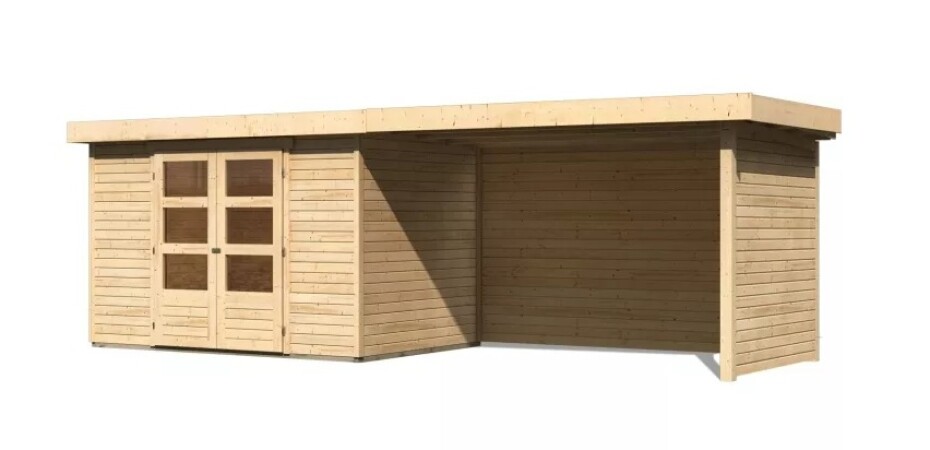 Dřevěný domek KARIBU ASKOLA 4 + přístavek 280 cm včetně zadní a boční stěny (77734) natur LG3271 - main (0)