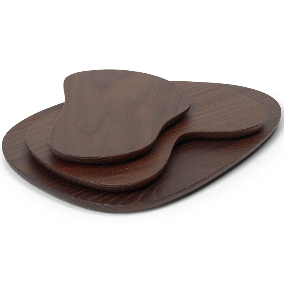 Krájecí a servírovací prkénko CAIRN, sada 3 ks, hnědá, dřevo, ferm LIVING - main (2)