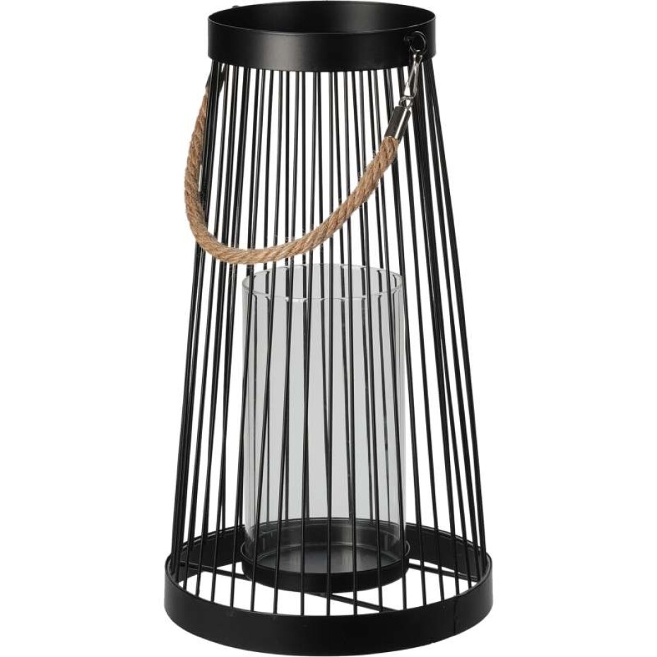 PROGARDEN Lucerna na svíčku kovová černá 34 cm KO-QD1000180 - main (0)