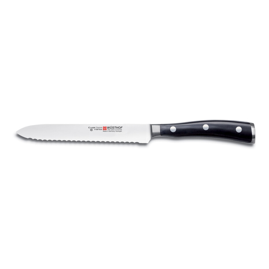 Univerzální nůž CLASSIC IKON 14 cm, se zoubkovaným ostřím, WÜSTHOF - main (0)
