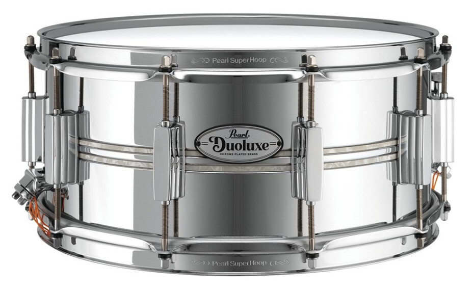Pearl DUX1465BR/405 Duoluxe 14”x6,5” - Jupiter Alloy Chrome/Brass / Nicotine White Marine Pearl Inlays - main (0)