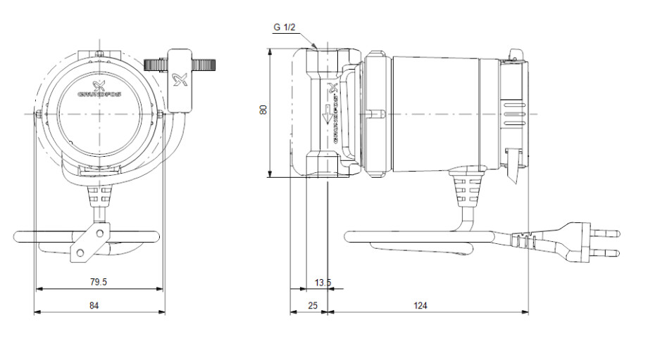 Grundfos COMFORT 15-14 B TA, 230V, 80mm, Rp1/2" 97916757 - main (2)