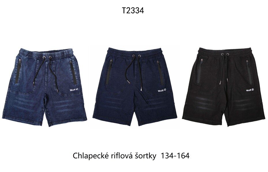 Chlapecké riflové kraťasy - Wolf T2334, tmavší modrá Barva: Modrá, Velikost: 146 - main (1)