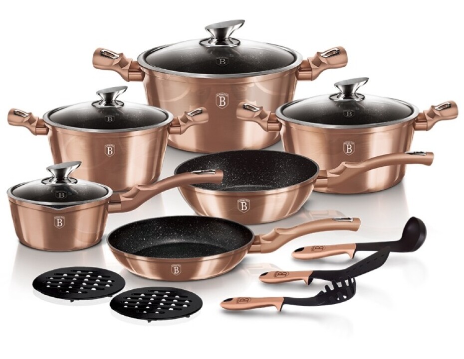 BERLINGERHAUS Sada nádobí s mramorovým povrchem 15 ks Rosegold Metallic Line BH-1224 - main (0)