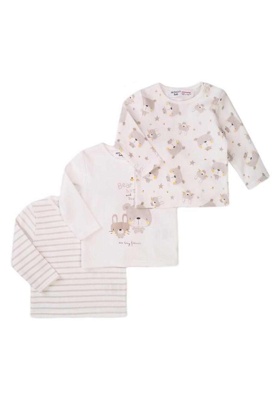 Tričko kojenecké 3pack, Minoti, Little 2, béžová - 68/74 | 6-9m - main (0)