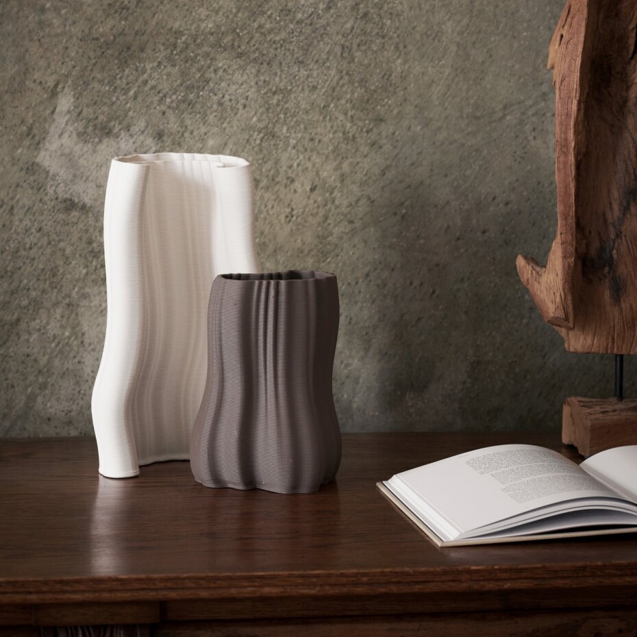 Váza MOIRE 30 cm, bílá, kamenina, ferm LIVING - main (4)