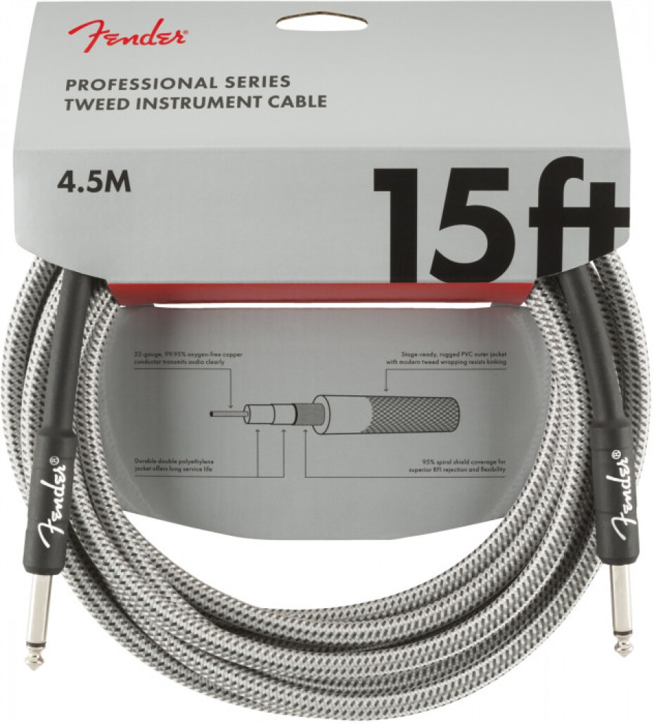 Fender Professional Series 15 Instrument Cable White Tweed - main (0)