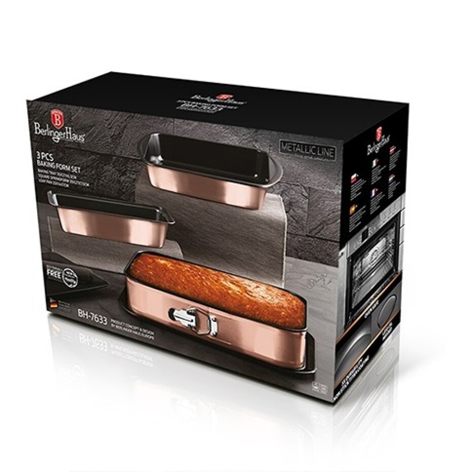 BERLINGERHAUS Sada pečicích forem 3 ks Rosegold Metallic Line BH-7633 - main (1)