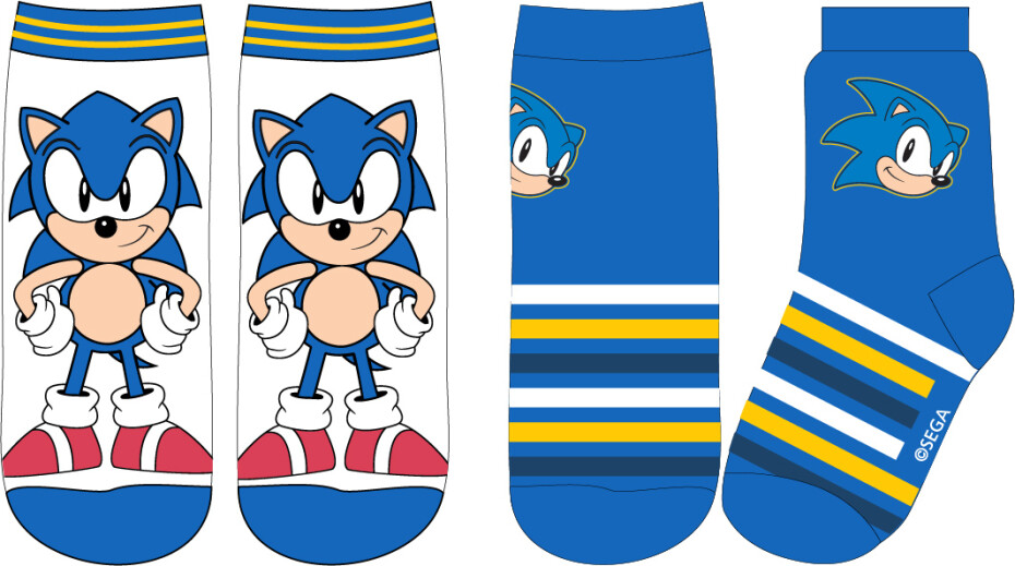 Ježek SONIC - licence Chlapecké ponožky - Ježek Sonic 5234010, bílá / modrá Barva: Mix barev, Velikost: 23-26 - main (0)