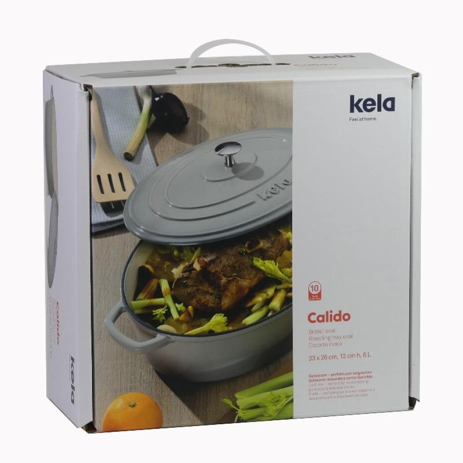 KELA Pekáč litinový s poklicí CALIDO 36x29cm šedá KL-12609 - main (1)