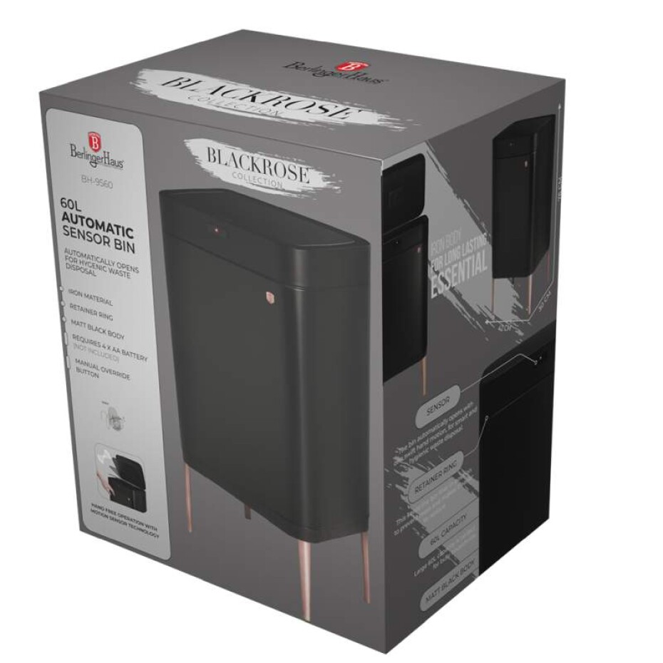 BERLINGERHAUS Koš odpadkový se senzorovým otvíráním  60 l Black Rose Collection BH-9560 - main (7)