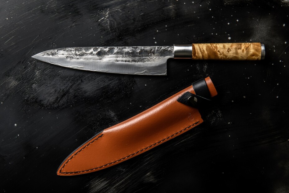 Kuchařský nůž VG10  20,5 cm, s koženým pouzdrem, Forged - main (7)