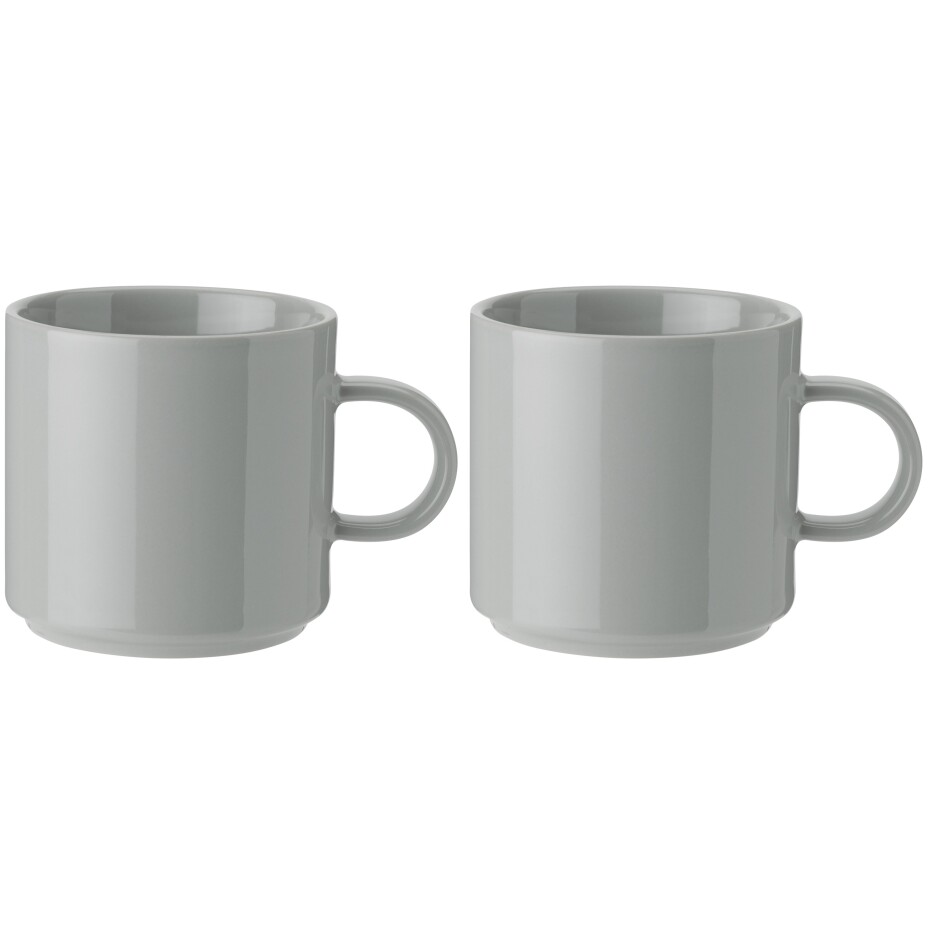 Hrnek na kávu 200 ml, sada 2 ks, světle šedá, kamenina, Stelton - main (0)