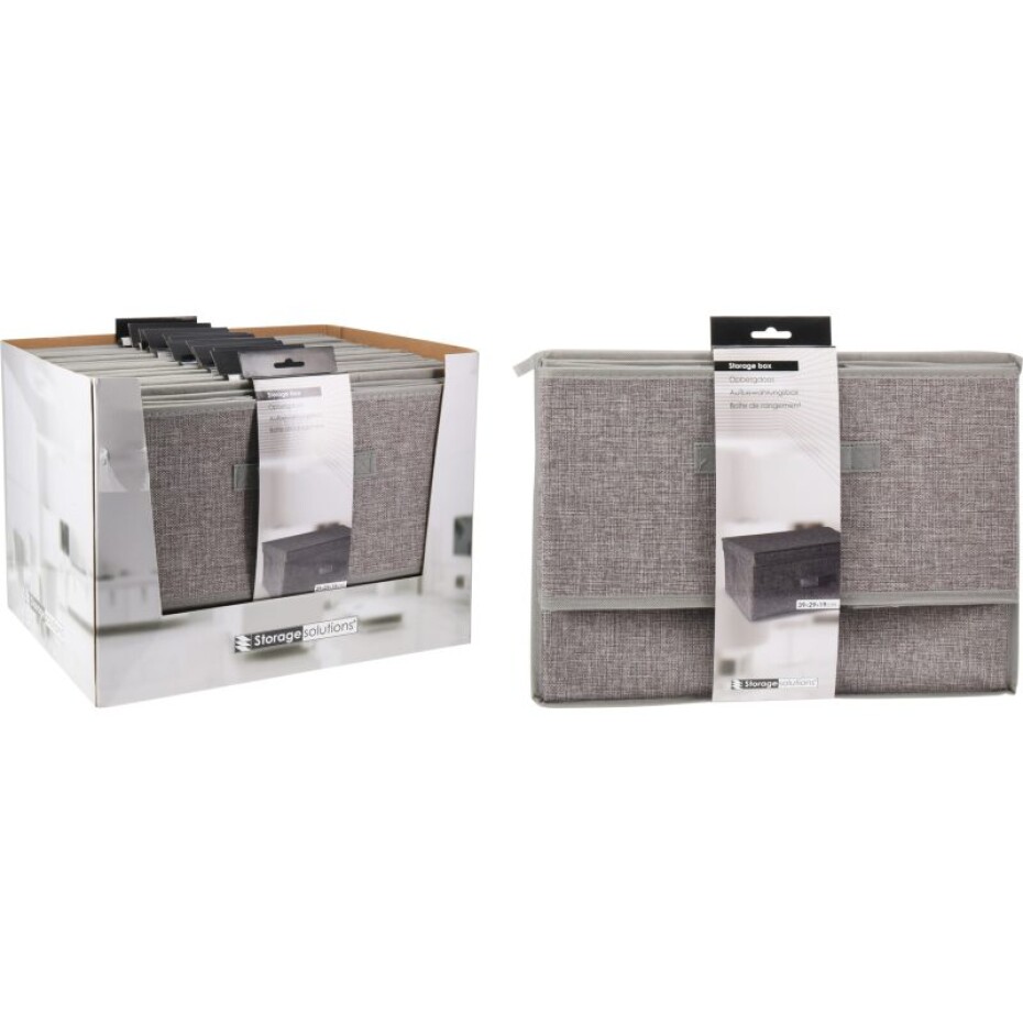 HOMESTYLING Úložný box s víkem 39x29x19 textil šedý KO-101001740seda - main (0)