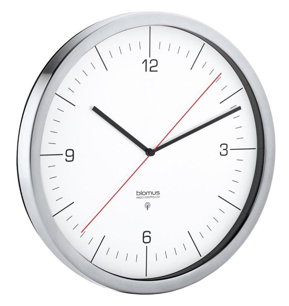 Rádiem řízené nástěnné hodiny, matný nerez, světlé BLOMUS - main (0)